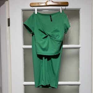 Green matching skirt set